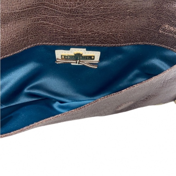 Henri Bendel Dark Brown Clutch with Gold Zipper - Picture 7 of 8